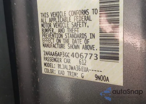 2016 Nissan Maxima 3.5 Sv из США, поврежденный, VIN 1N4AA6AP3GC406773